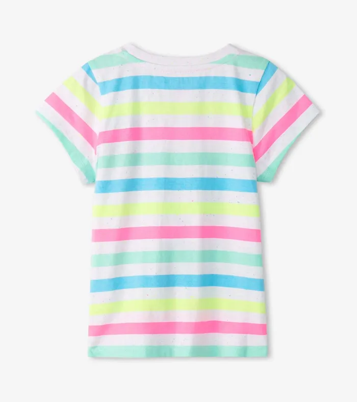 Girls Summer Sea Stripes Graphic Tee Hatley