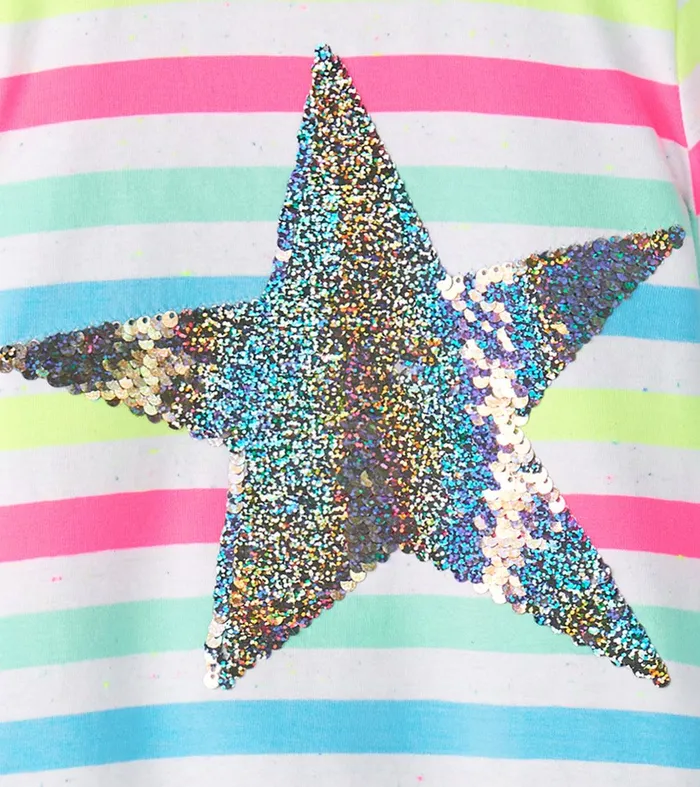 Girls Summer Sea Stripes Graphic Tee Hatley