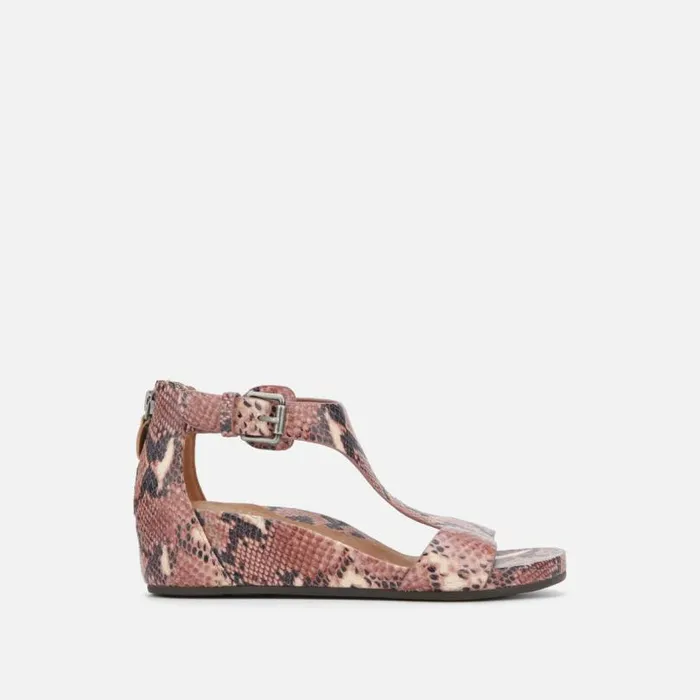Gisele Snakeskin Leather TStrap Wedge Sandal Brown Multi Women Kenneth Cole Gentle Souls