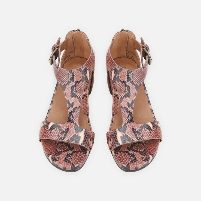 Gisele Snakeskin Leather TStrap Wedge Sandal Brown Multi Women Kenneth Cole Gentle Souls