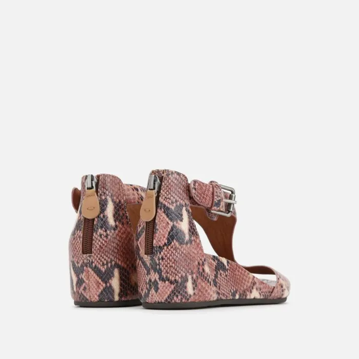 Gisele Snakeskin Leather TStrap Wedge Sandal Brown Multi Women Kenneth Cole Gentle Souls