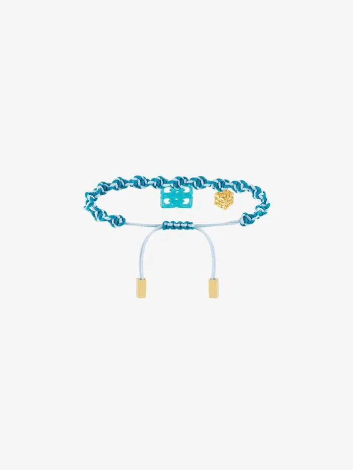 Givenchy 4G Liquid Bracelet In Woven Cotton Metal And Resin Aqua Green Women Jewelry Givenchy 4G Liquid Bracelet In Woven Cotton Metal And Resin Aqua Green Women Jewelry