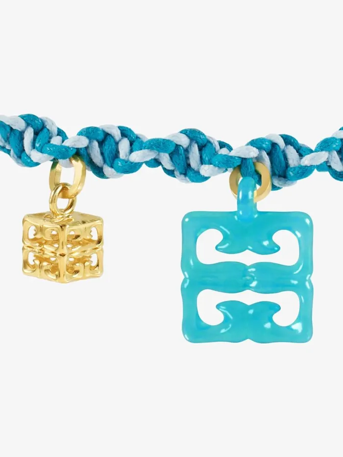 Givenchy 4G Liquid Bracelet In Woven Cotton Metal And Resin Aqua Green Women Jewelry Givenchy 4G Liquid Bracelet In Woven Cotton Metal And Resin Aqua Green Women Jewelry