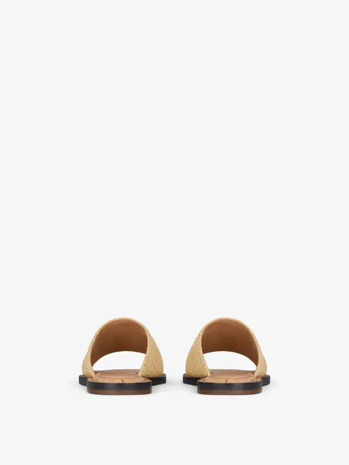 Givenchy 4G Liquid Flat Mules In Raffia Natural Women Shark Lock Givenchy 4G Liquid Flat Mules In Raffia Natural Women Shark Lock