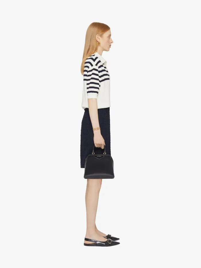 Givenchy 4G Striped Polo Sweater In Wool And Cotton Whitenavy Women Knitwear