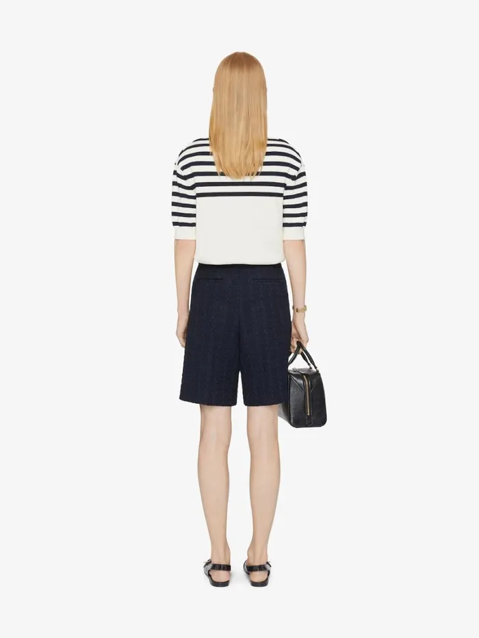 Givenchy 4G Striped Polo Sweater In Wool And Cotton Whitenavy Women Knitwear