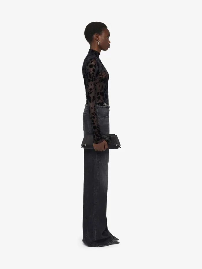 Givenchy Bodysuit In 4G Flowers Tulle Black Women Bodysuits and Underwear