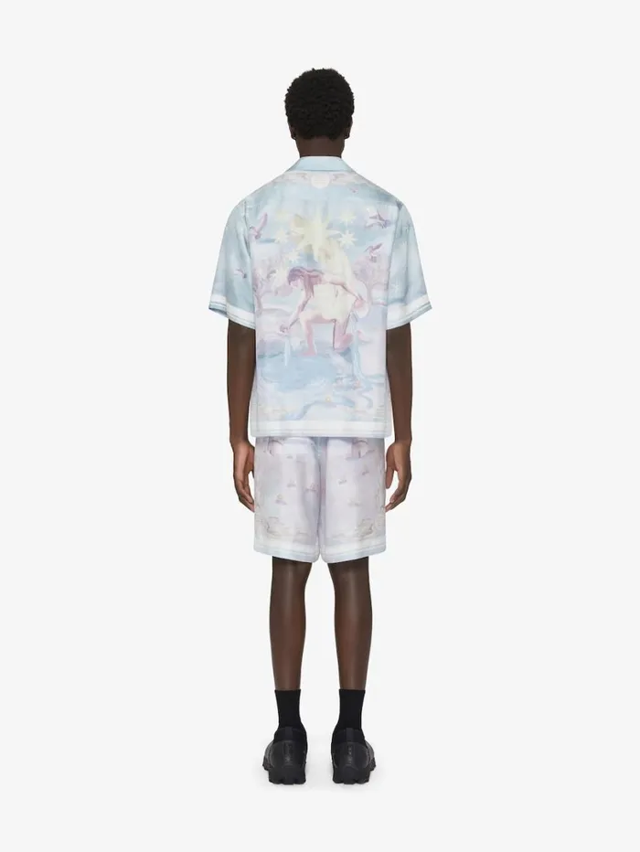 Givenchy Boxy Fit Printed Shirt In Silk Multicolored Men Shirts