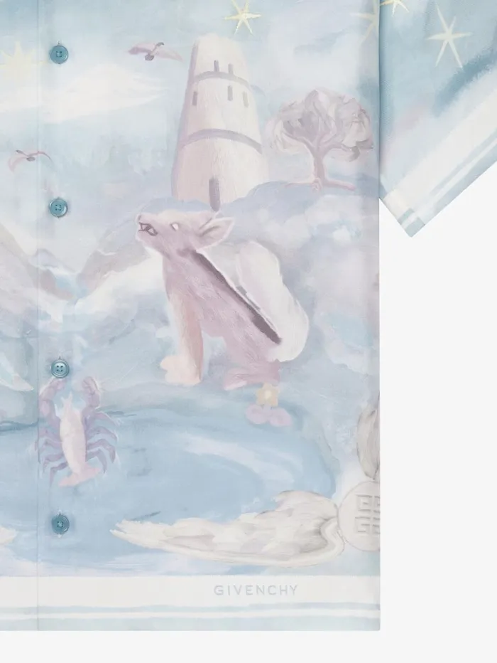 Givenchy Boxy Fit Printed Shirt In Silk Multicolored Men Shirts