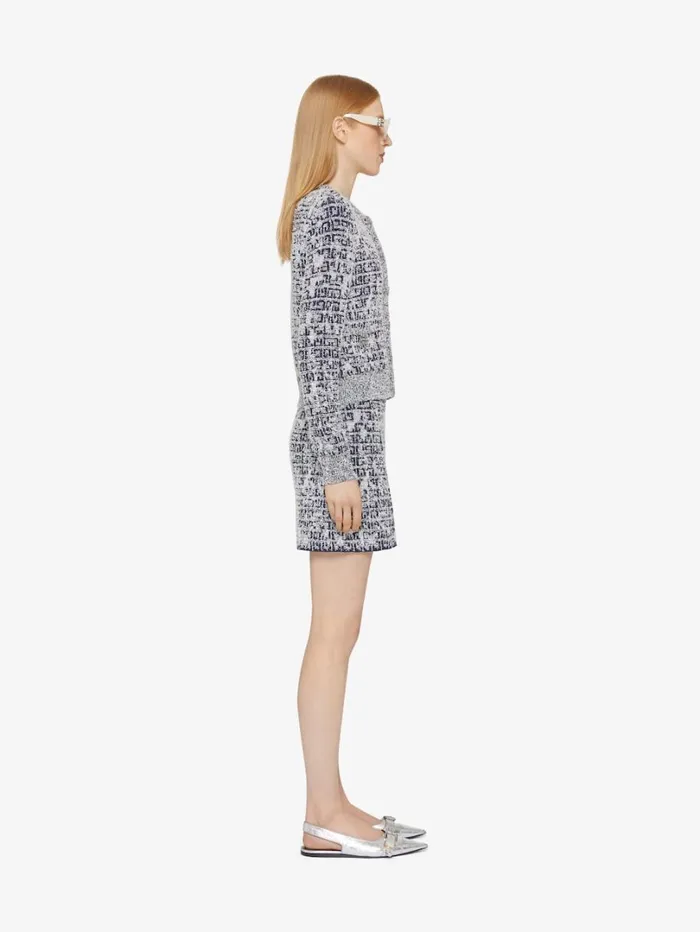 Givenchy Cardigan In 4G Tweed With 4G Liquid Detail Navy Women Knitwear