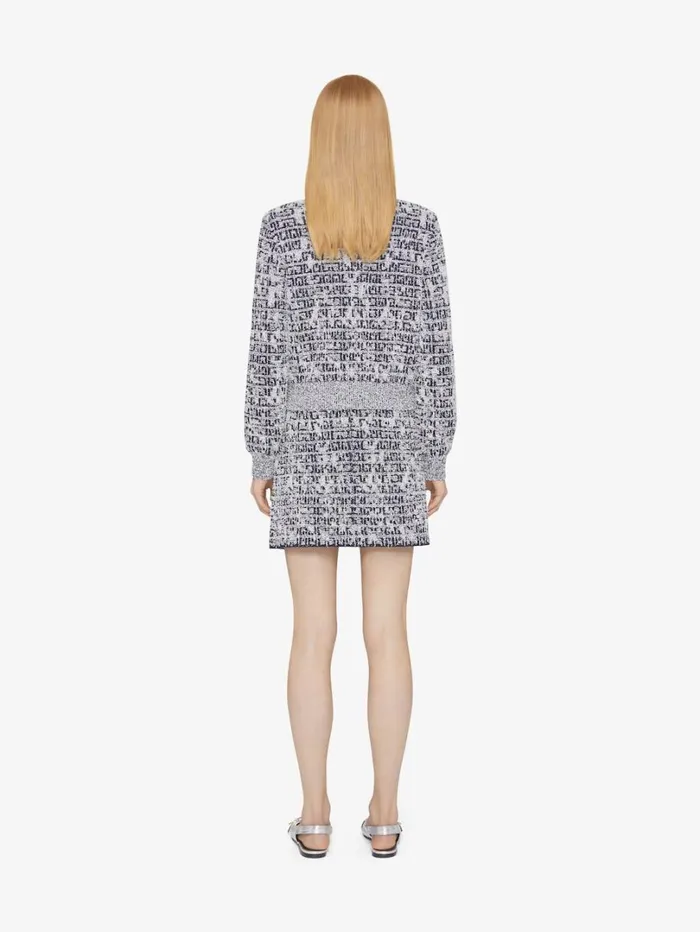 Givenchy Cardigan In 4G Tweed With 4G Liquid Detail Navy Women Knitwear
