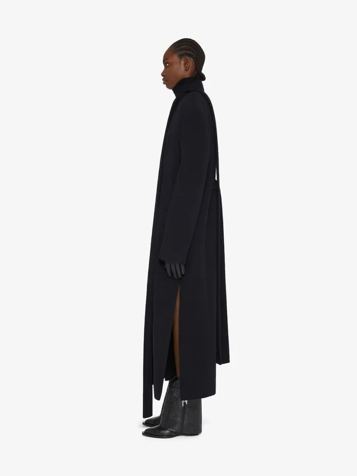 Givenchy Coat In Double Face Cashmere With Scarf Black Women Coats and Jackets