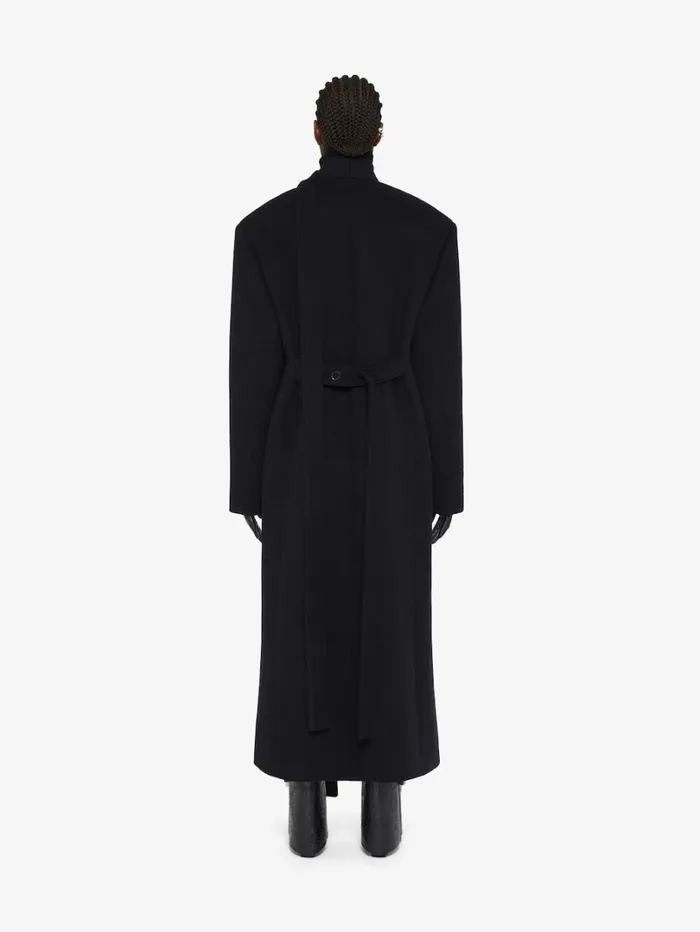 Givenchy Coat In Double Face Cashmere With Scarf Black Women Coats and Jackets