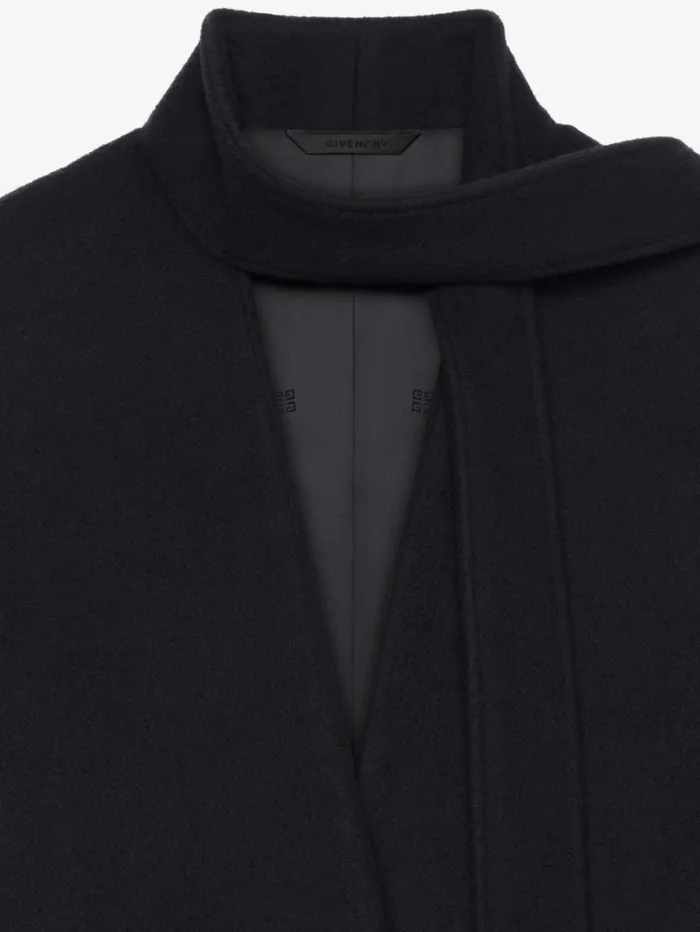 Givenchy Coat In Double Face Cashmere With Scarf Black Women Coats and Jackets