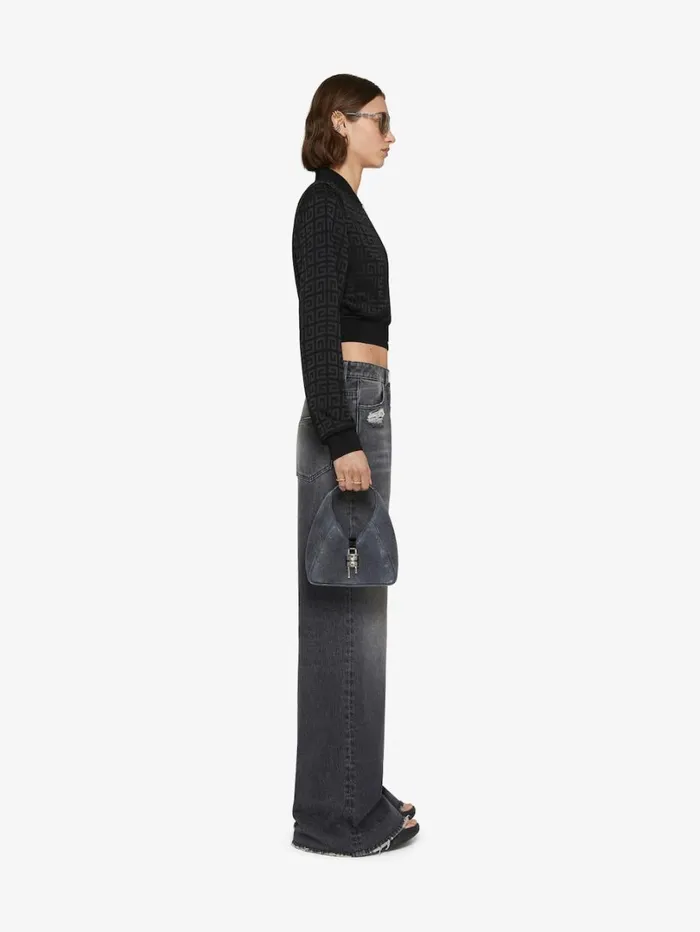 Givenchy Cropped Bomber Jacket In 4G Jacquard Black Women Outerwear and Blousons