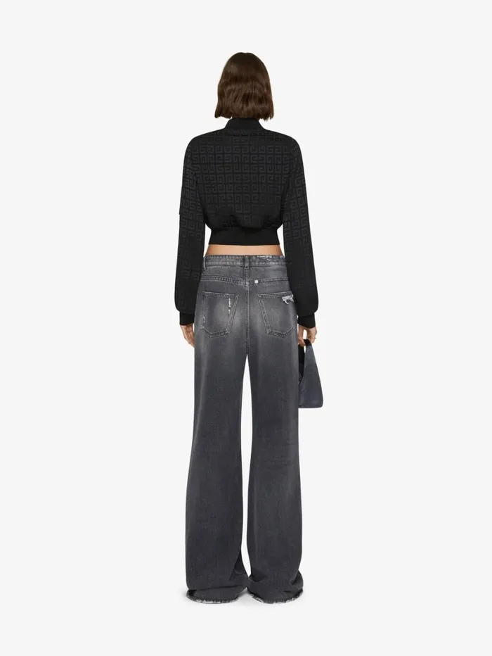 Givenchy Cropped Bomber Jacket In 4G Jacquard Black Women Outerwear and Blousons