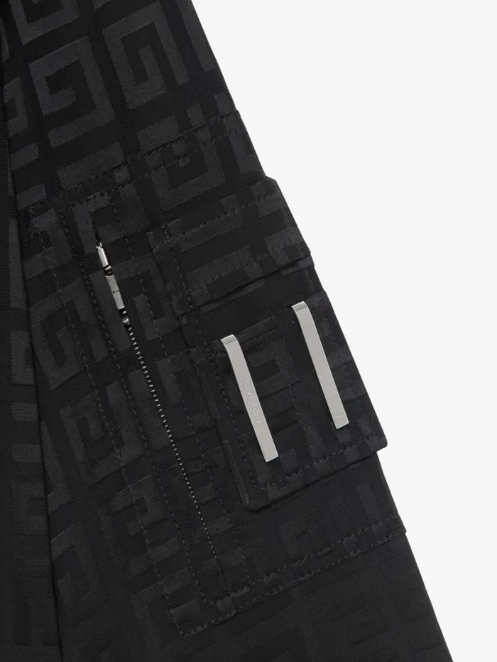 Givenchy Cropped Bomber Jacket In 4G Jacquard Black Women Outerwear and Blousons