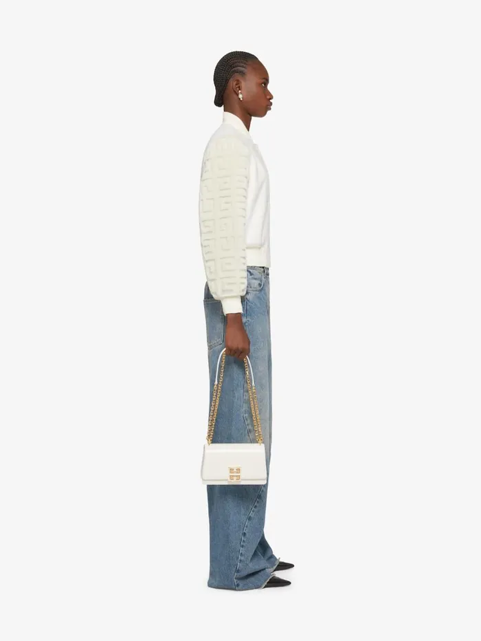 Givenchy Cropped Varsity Jacket In Wool And 4G Fur White Women Outerwear and Blousons