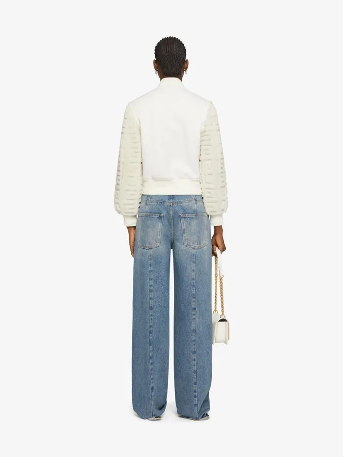 Givenchy Cropped Varsity Jacket In Wool And 4G Fur White Women Outerwear and Blousons