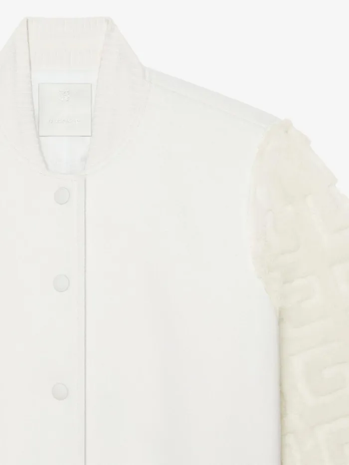 Givenchy Cropped Varsity Jacket In Wool And 4G Fur White Women Outerwear and Blousons