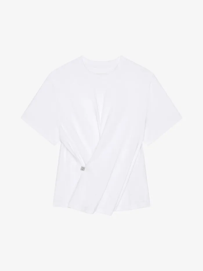Givenchy Crossover Tshirt In Cotton With 4G Liquid Detail White Women TShirts