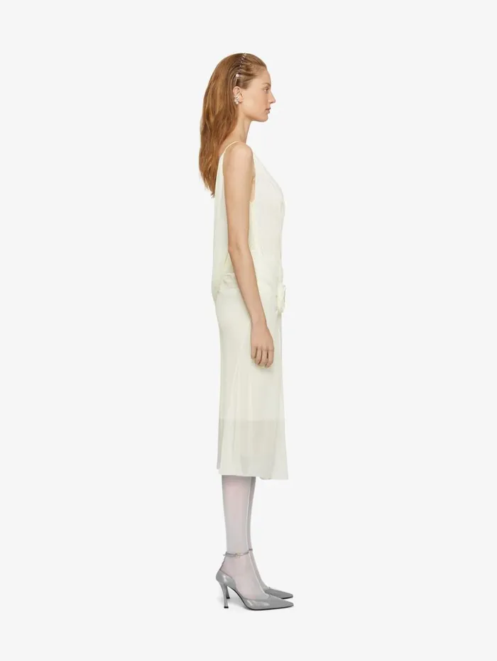 Givenchy Draped Dress In Silk With Pearl Chains Butter Women Dresses