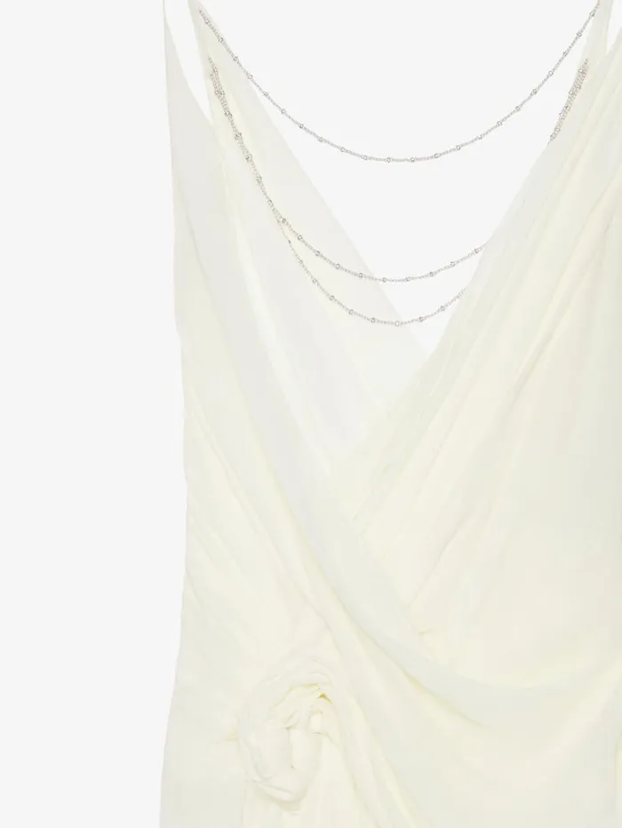 Givenchy Draped Dress In Silk With Pearl Chains Butter Women Dresses