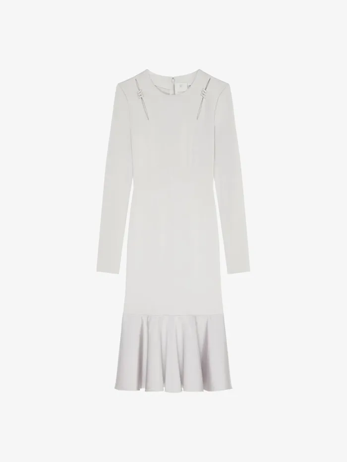 Givenchy Dress In Punto Milano With Crystals Pearl Grey Women Dresses