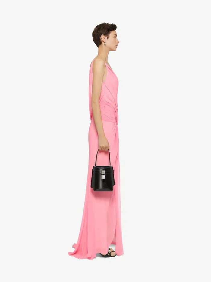 Givenchy Evening Draped Dress In Silk With Chains Flamingo Women Dresses