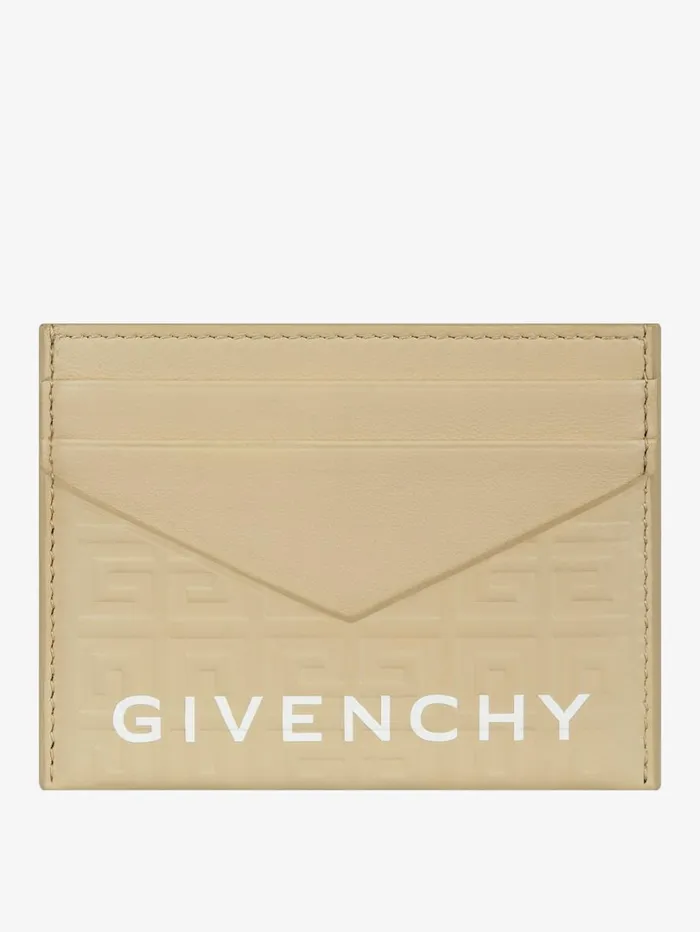 Givenchy GCut Card Holder In 4G Leather Natural Beige Women Wallets and Card Holders