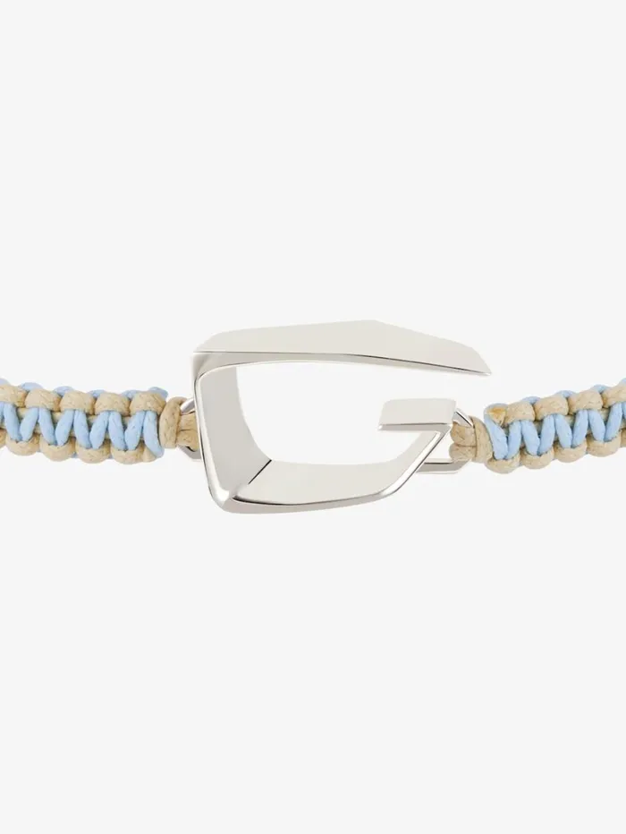 Givenchy Giv Cut Bracelet In Woven Cotton And Metal Sky Blue Men Beanies and Caps Givenchy Giv Cut Bracelet In Woven Cotton And Metal Sky Blue Men Beanies and Caps