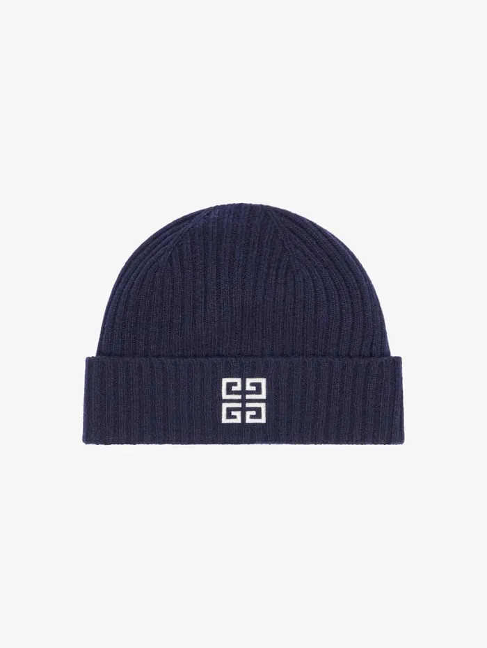 Givenchy GIVENCHY 4G Beanie In Wool And Cashmere Deep Blue Men Beanies and Caps Givenchy GIVENCHY 4G Beanie In Wool And Cashmere Deep Blue Men Beanies and Caps