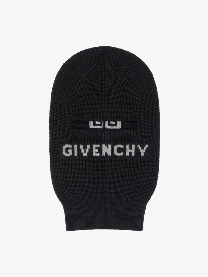 Givenchy GIVENCHY 4G Knitted Balaclava In Wool Blackgrey Men Beanies and Caps