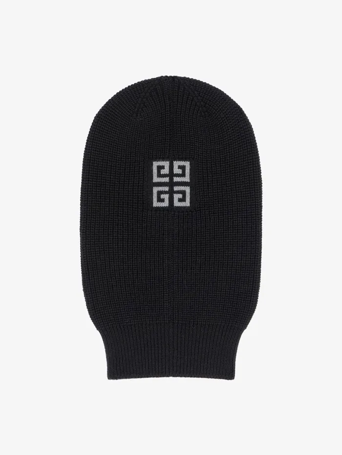 Givenchy GIVENCHY 4G Knitted Balaclava In Wool Blackgrey Men Beanies and Caps Givenchy GIVENCHY 4G Knitted Balaclava In Wool Blackgrey Men Beanies and Caps