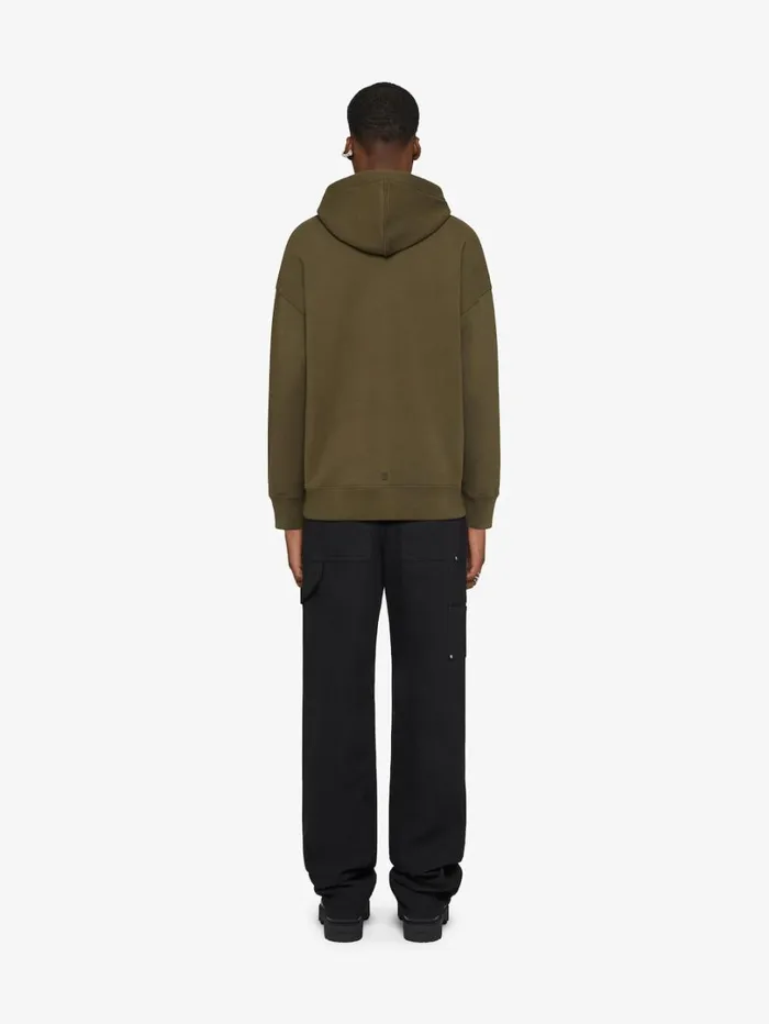 Givenchy GIVENCHY Archetype Slim Fit Hoodie In Fleece Khaki Men Sweatshirts and Hoodies