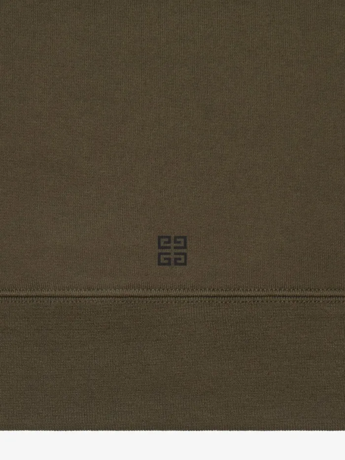 Givenchy GIVENCHY Archetype Slim Fit Hoodie In Fleece Khaki Men Sweatshirts and Hoodies