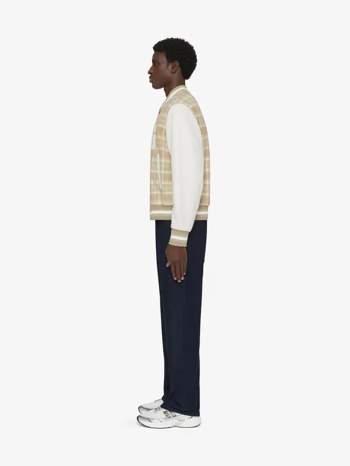 Givenchy GIVENCHY Checked Varsity Jacket In Wool And Leather Whitebeige Men Outerwear and Blousons