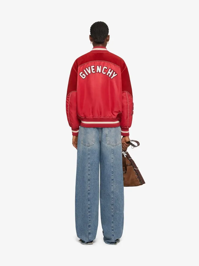 Givenchy GIVENCHY College Bimaterial Varsity Jacket Red Cherry Women Outerwear and Blousons