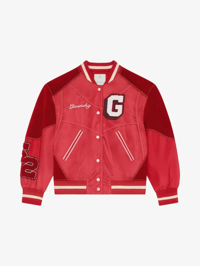 Givenchy GIVENCHY College Bimaterial Varsity Jacket Red Cherry Women Outerwear and Blousons