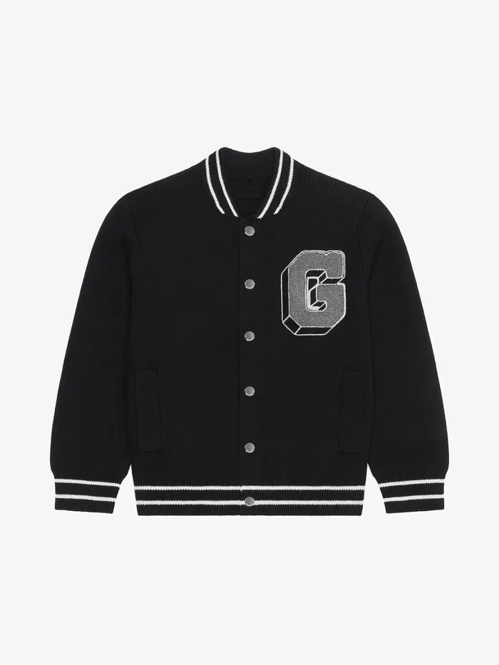 Givenchy GIVENCHY College Varsity Jacket In Knit Blackgrey Men Boy 4 To 12 Years