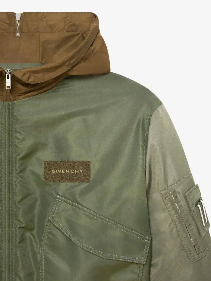 Givenchy Hooded Bomber Jacket Olive Green Men Outerwear and Blousons
