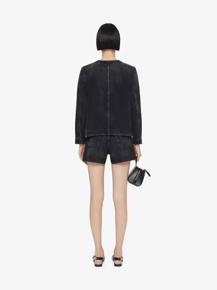 Givenchy Jacket In Denim With Chains Detail Black Women Coats and Jackets