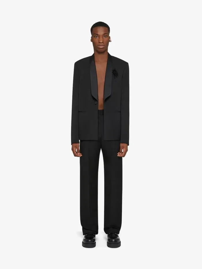 Givenchy Jacket In Wool With Satin Collar Black Men Coats and Jackets