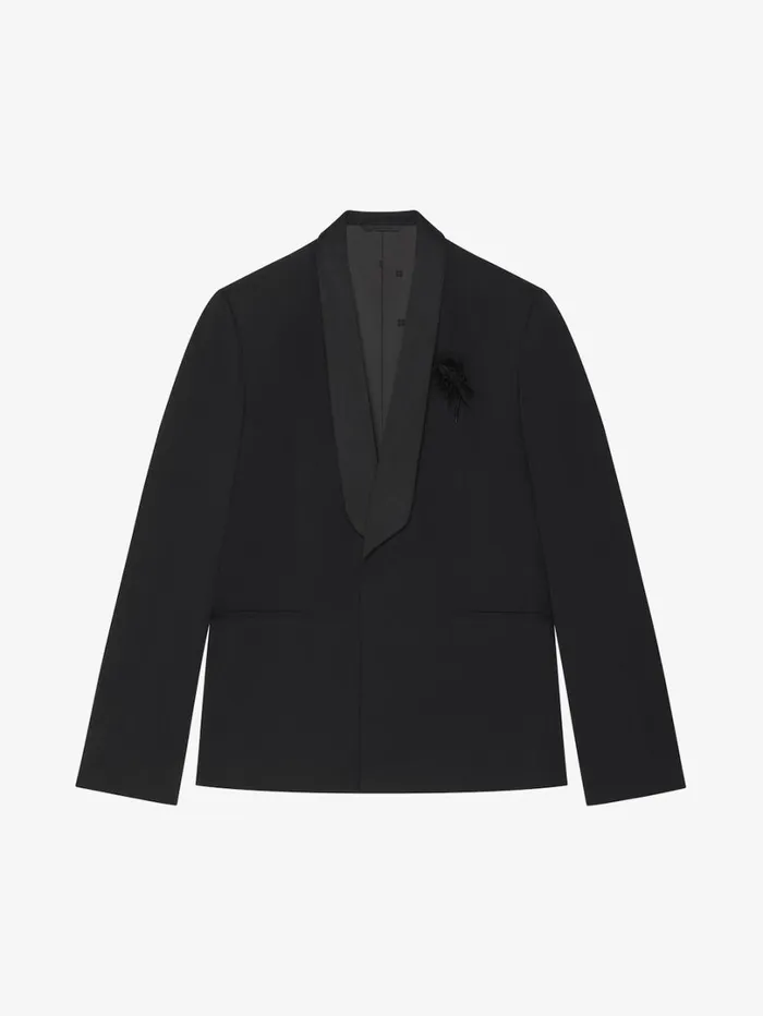 Givenchy Jacket In Wool With Satin Collar Black Men Coats and Jackets