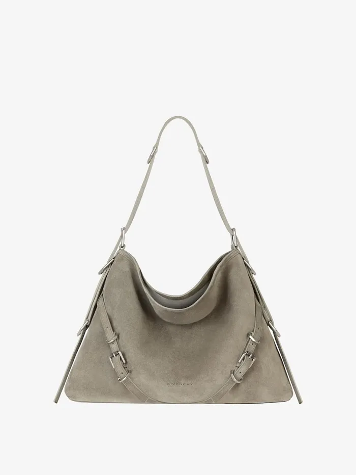 Givenchy Medium Voyou Bag In Suede Medium Grey Women Crossbody Bags