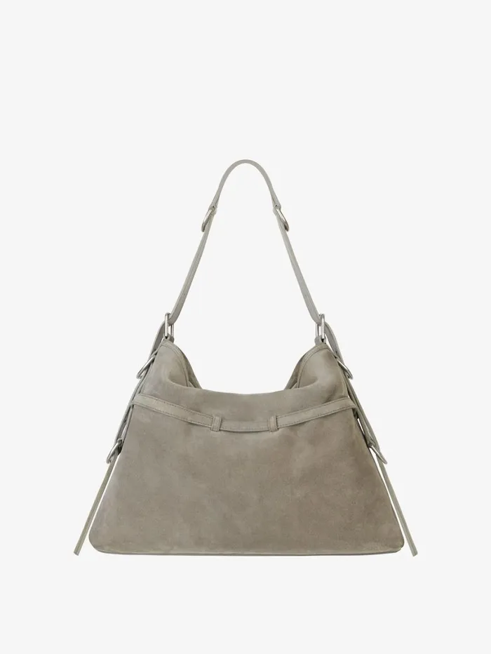 Givenchy Medium Voyou Bag In Suede Medium Grey Women Crossbody Bags Givenchy Medium Voyou Bag In Suede Medium Grey Women Crossbody Bags