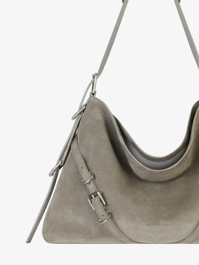 Givenchy Medium Voyou Bag In Suede Medium Grey Women Crossbody Bags Givenchy Medium Voyou Bag In Suede Medium Grey Women Crossbody Bags