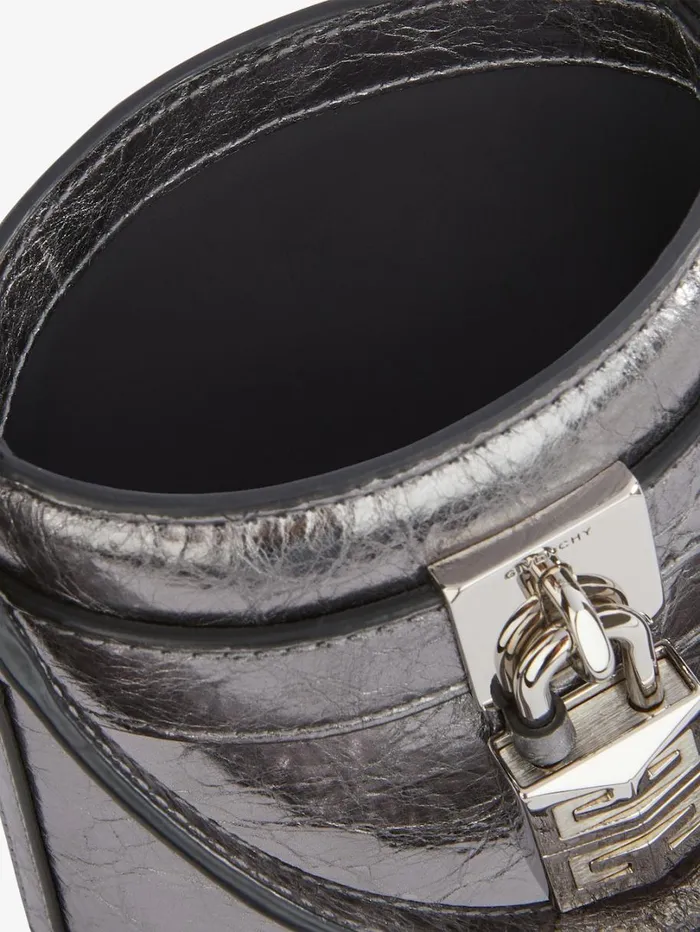 Givenchy Micro Shark Lock Bucket Bag In Laminated Leather Silvery Grey Women Crossbody Bags Givenchy Micro Shark Lock Bucket Bag In Laminated Leather Silvery Grey Women Crossbody Bags