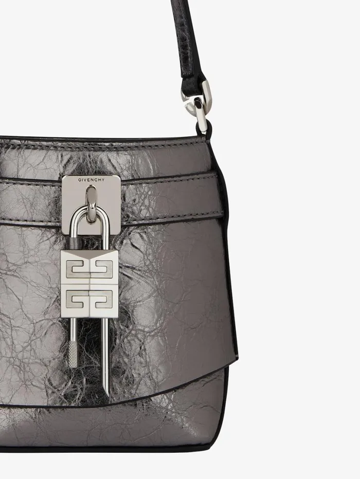 Givenchy Micro Shark Lock Bucket Bag In Laminated Leather Silvery Grey Women Crossbody Bags Givenchy Micro Shark Lock Bucket Bag In Laminated Leather Silvery Grey Women Crossbody Bags