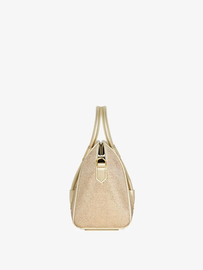 Givenchy Mini Antigona Lock Bag In Satin With Strass Blond Women Crossbody Bags Givenchy Mini Antigona Lock Bag In Satin With Strass Blond Women Crossbody Bags